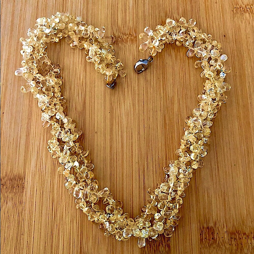 $78  Designer Multi Strand Citrine Estate Necklace  Sterling  Marked LUC 925 - Picture 5 of 6